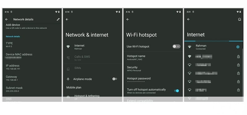 Paramètres réseau Android 12