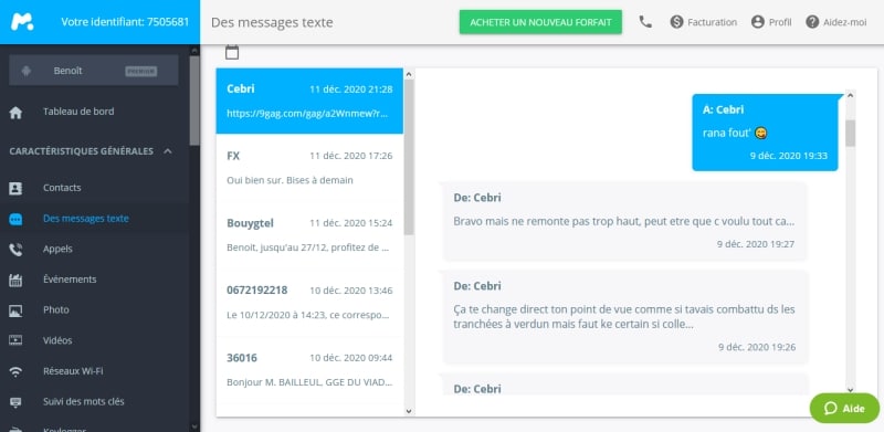 Monitoring messages and SMS